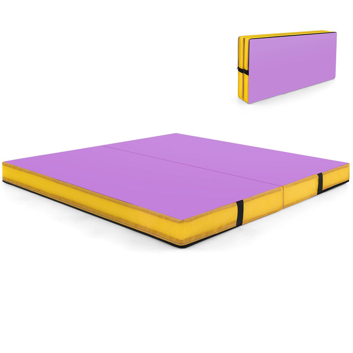 GOPLUS turnmatte klappbar, gymnastikmatte aus Kunstleder, Weichbodenmatte mit Griffe & Reissverschlu