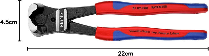 Knipex Bolzen-Vornschneider hochübersetzt schwarz atramentiert, mit Kunststoff überzogen 200 mm 61 0