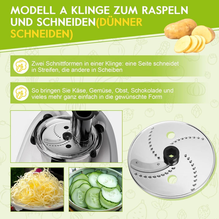 Gemüseschneider für TM5, TM6, TM31 - Gemüsehacke & Reibe, Elektrischer Gemüsefahrer Edelstahl & ABS,