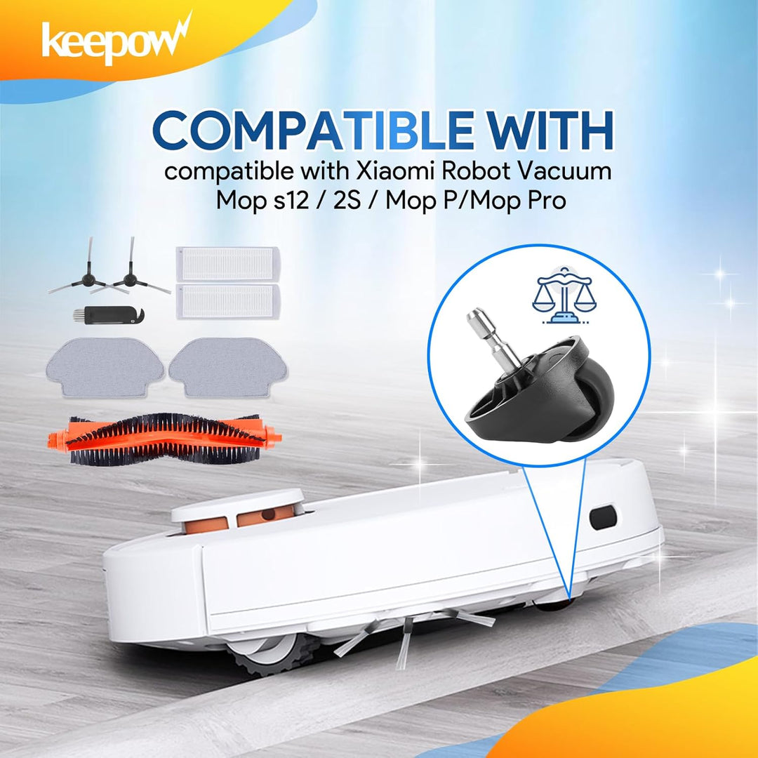 KEEPOW Zubehör für Xiaomi Mop Pro/Mi Robot Vacuum Mop P, Ersatzteile für Xiaomi Robot 2S Zubehör, 18