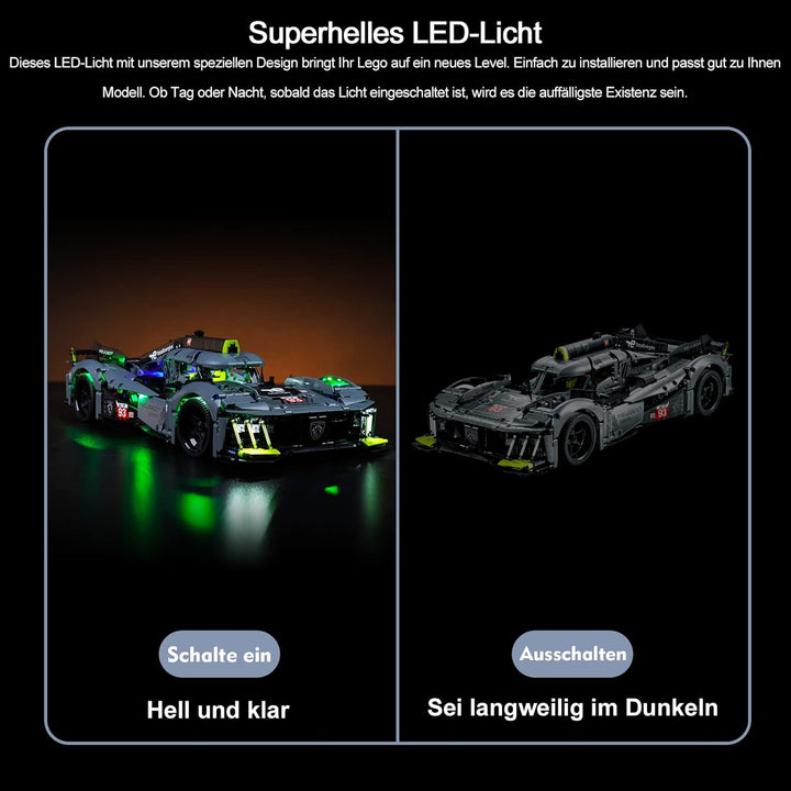 Led Licht Set für Lego 42156 Technic Peugeot 9X8 24H Le Mans Hybrid Hypercar (Kein Lego-Modell), Dek