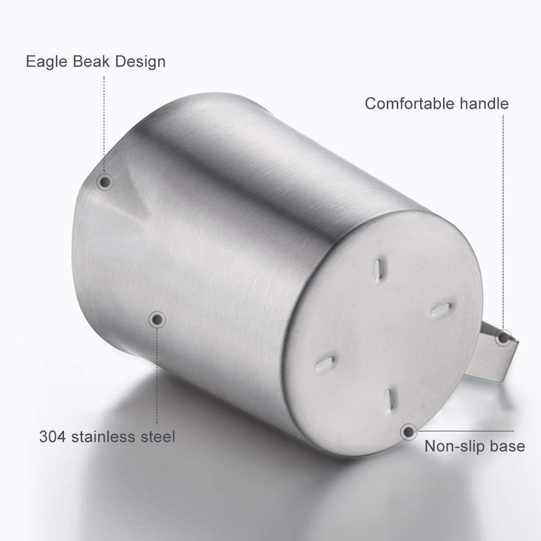 Kitchnexus Messbecher Edelstahl 1L, Milchkännchen Messkanne Milk Pitcher für Küche Kaffee Latte Capp