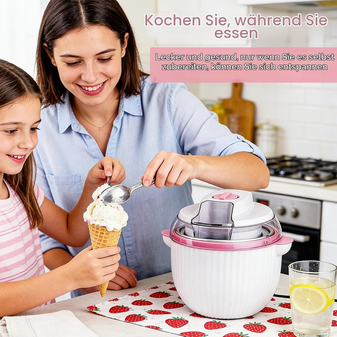 Eismaschine, 1,65 L Softeismaschine mit Zwei Geschwindigkeitsstufen zur Bereitet Eiscreme Sorbets Fr