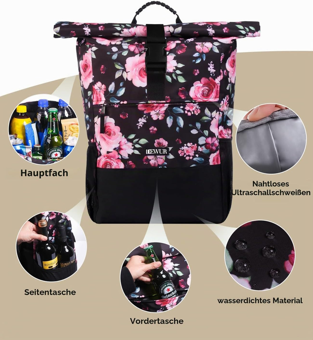 DEWUR 35L Thermo Rücksack Kühlrücksack Kühltasche Wasserdichter Picknickrücksack mit Flaschenöffner