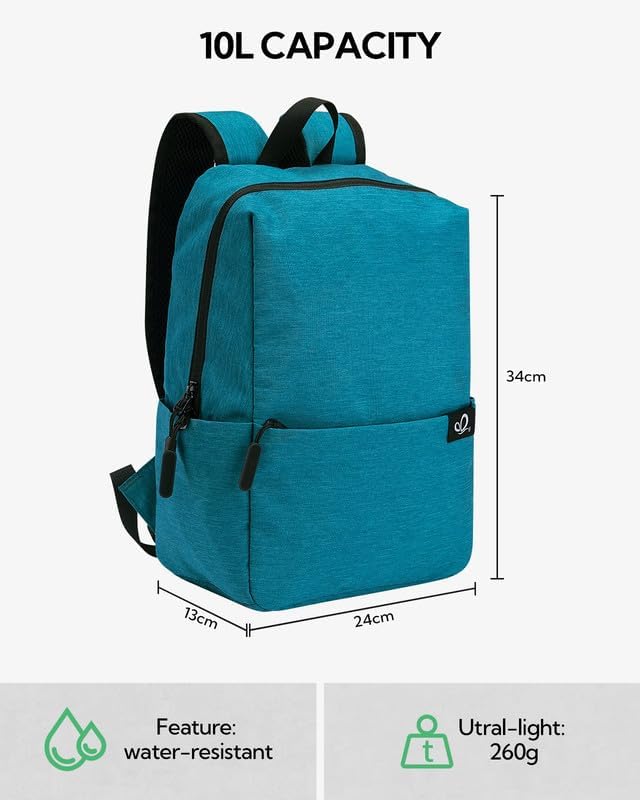 WATERFLY Leicht Klein Rucksack 10L: Casual Daypack Outdoor Mini Wanderrucksack Backpack für Arbeit S
