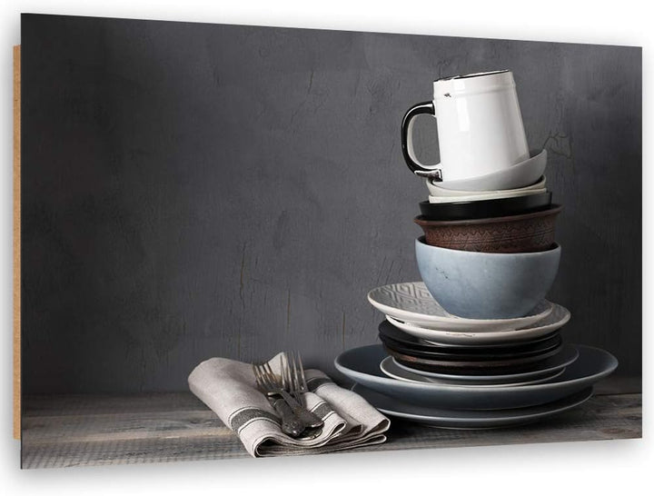 Feeby Wanddeko für Küche Bild Kunstdruck Shabby Chic Grau 80x60 cm M14324 80x60 cm, M14324 80x60 cm