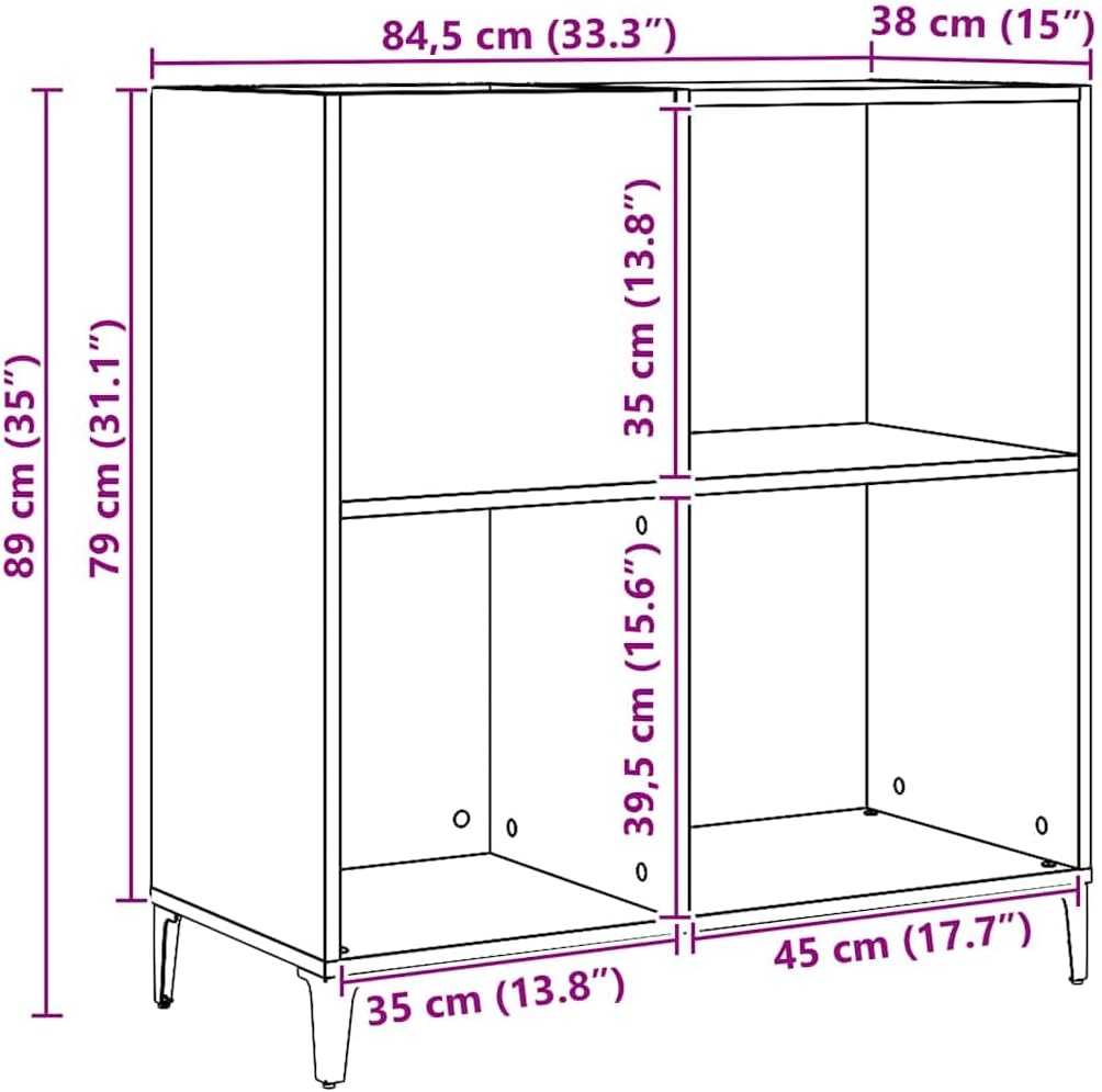 vidaXL Plattenschrank Artisan-Eiche 84,5 x 38 x 89 cm Holzwerkstoff Vinylschrank LP-Schrank Schallpl