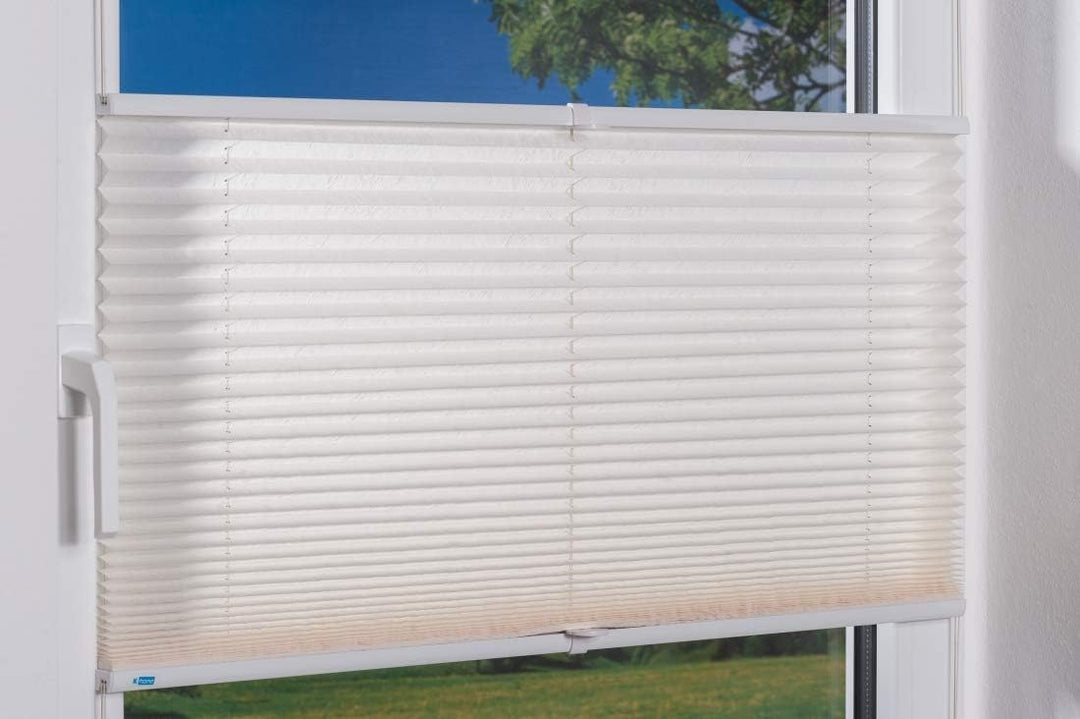 K-home 422148-6 Klemmfix-Plissee 90 x 130 cm (B x L) Creme Lichtschutz +++ Moderne Crushed Optik +++