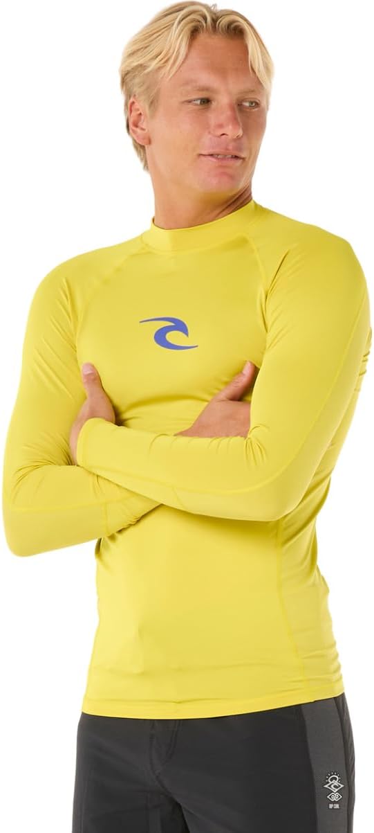 Rip Curl Herren Waves UPF 50 Performance Long Sleeve Rashguard Rash-Guard-Shirt S Schwefel, S Schwef