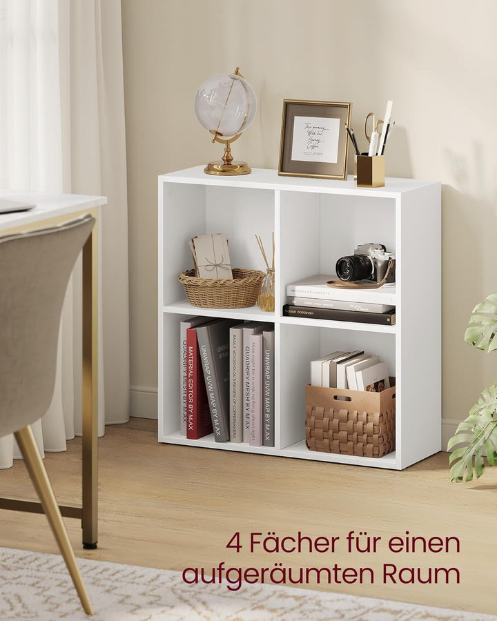 VASAGLE Bücherschrank, Bücherregal, mit 4 Fächern, Büroregal, Würfelregal, Standregal, für Wohnzimme