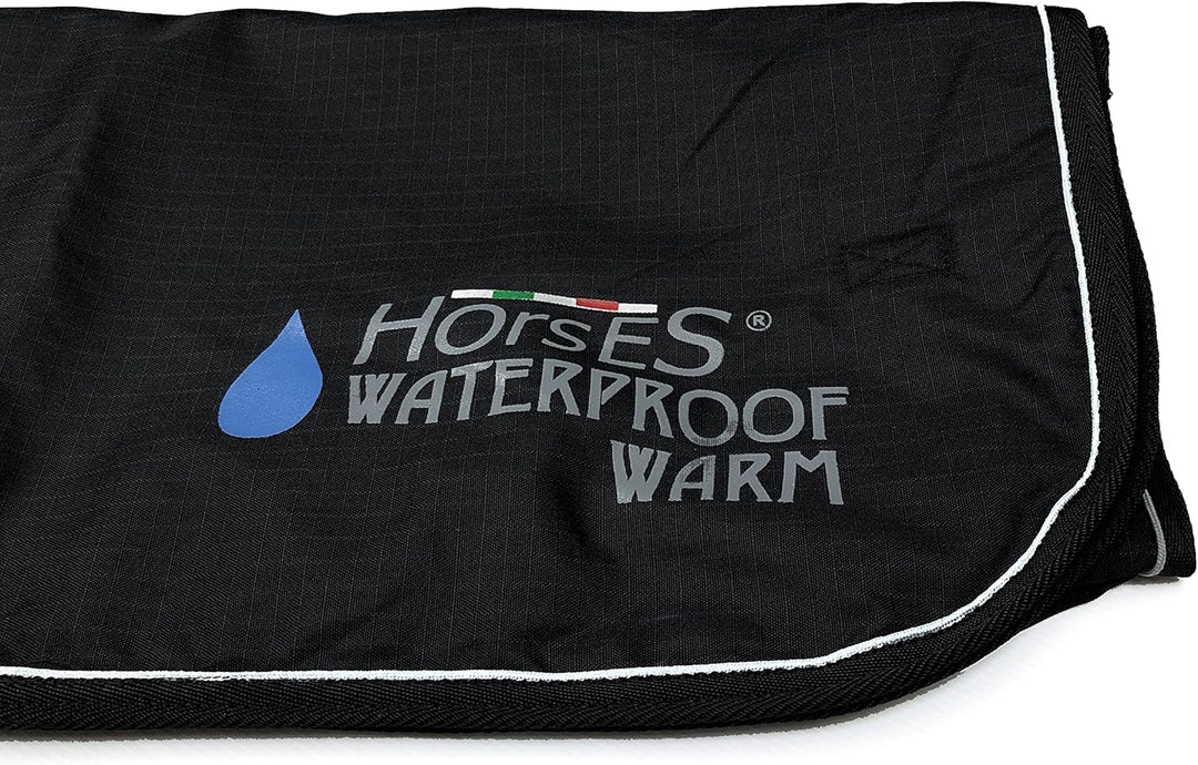 Horses, Pferdedecken Waterproof Warm, Wasserdicht, Weich, Bequem und Warm, Langlebig, Schwarz, 145 c
