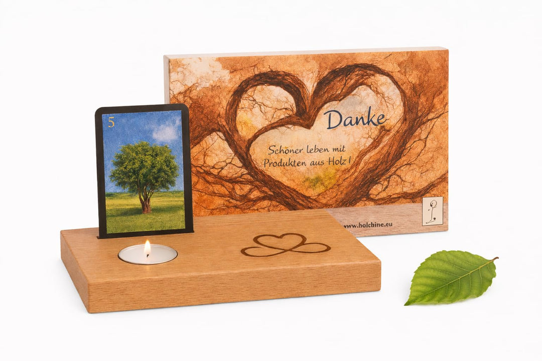 HEART & SOUL LENORMAND Kartenhalter Holz | Fotohalter, Bildhalter, Tarotkartenhalter [HANDGEMACHT] B