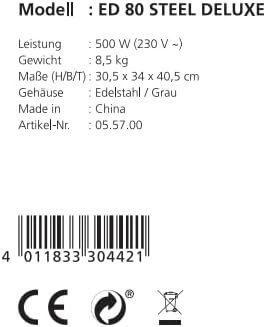 Steba ED 80 Steel Deluxe Dörrautomat | LED-Display | Langlebiger Motor | 8 Edelstahl-Gitter | Innenr