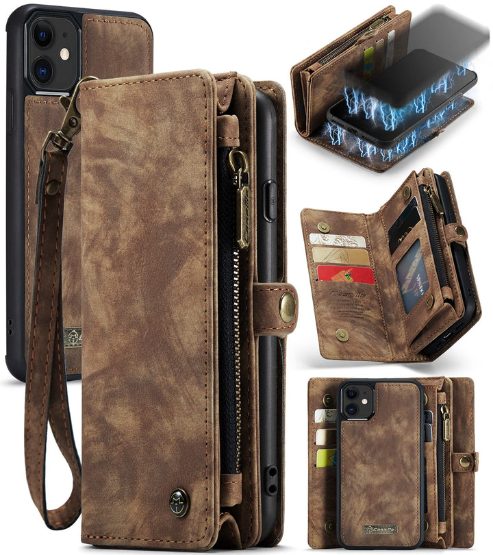 UFinetech 2-in-1 iPhone 11 Hülle Tasche Design Flip TPU Bumper Leder Abnehmbar Flexibel Magnetische
