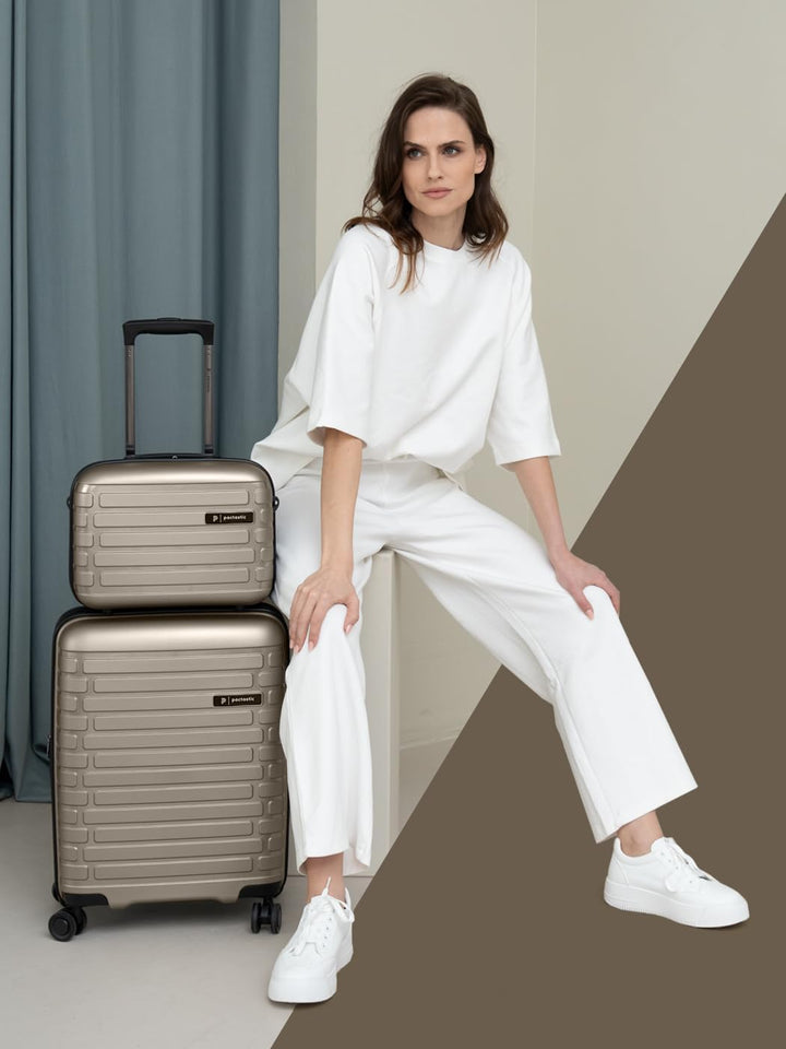 Pactastic Hartschalen Handgepäck Kosmetik-Koffer | Stabiles Beauty-Case mit Aufsteckfunktion | 34 x