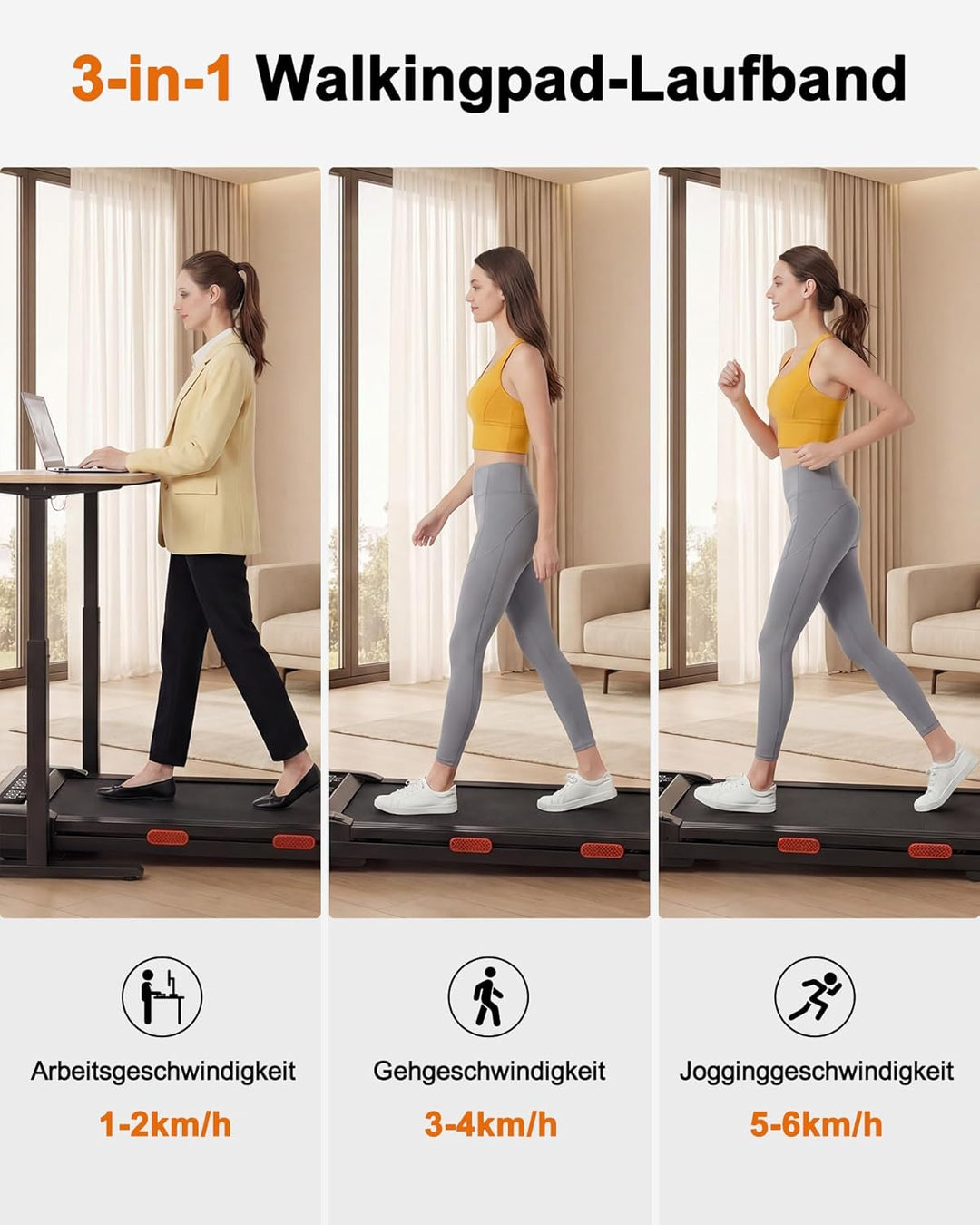 Raceable Walking Pad mit Steigung, Lacuffy Laufband für Zuhause mit APP-Steuerung, unter dem Schreib