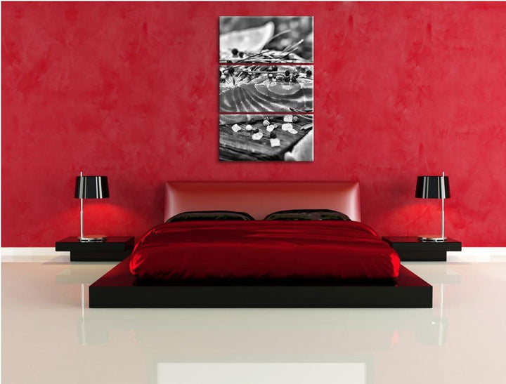Pixxprint Monocrome, Fangfrisches Seelachsfilet 3-Teiler Leinwandbild 120x80 Bild auf Leinwand