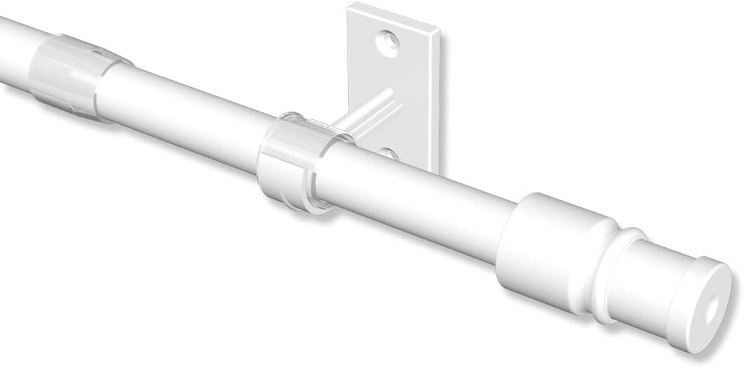 Interdeco Cafehausstange (1 Stück), Scheibenstange Weiss in 12 mm Ø, Sora, 85-135 cm ausziehbar, 85-