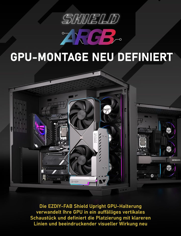 EZDIY-FAB Shield ARGB Aufrechte GPU-Halterung mit PCIe 5.0 Riser–Vertikalhalterung für RTX 50 Serie,