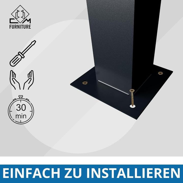 CM Furniture - Tischgestell Metall Stahl Modern | Tischbeine Schwarz - Tischkufen 4 Stück H72cm - 8x