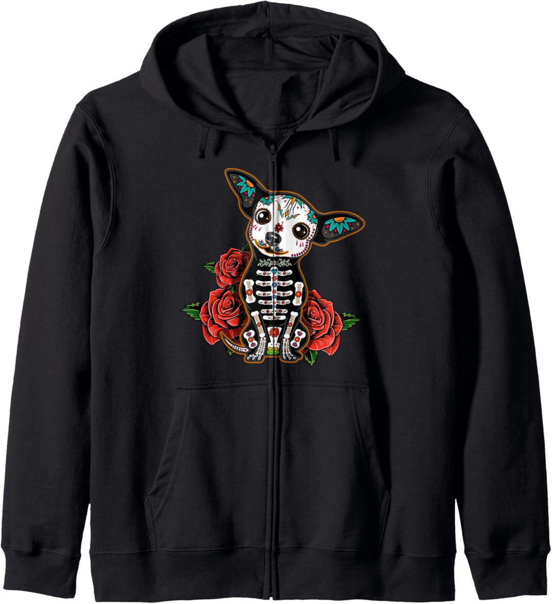 Calavera Chihuahua Verspielte Bunte Niedliche Dia De Los Muertos Kapuzenjacke