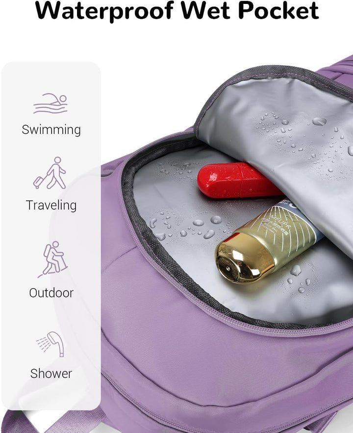 28L Reiserucksack Herren Damen, Schwimmrucksack mit Nasser Taschen, Wasserdichter Sportrucksack mit