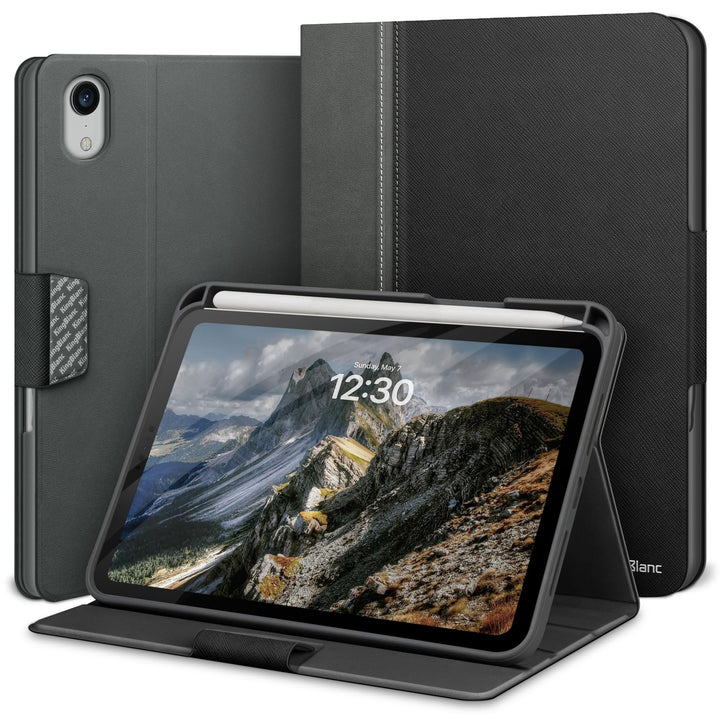 KingBlanc iPad Mini 6 Hülle 2021 8,3 Zoll, Veganes Leder Schutzhülle mit Stifthalter, Auto Schlaf/Wa