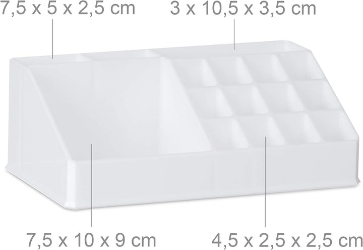 Relaxdays, weiss Kosmetikorganizer mit 6 Schubladen, 22 Fächer Make Up Organizer, Grosse Schmink-Auf