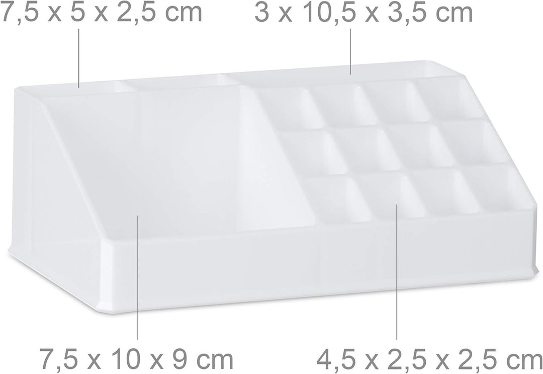 Relaxdays, weiss Kosmetikorganizer mit 6 Schubladen, 22 Fächer Make Up Organizer, Grosse Schmink-Auf