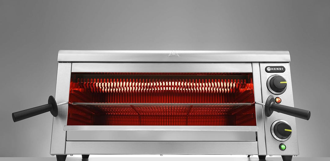 HENDI Salamander mit Quarz-Infrarotheizelement, Elektrogrill, Elektro-lift, Entspricht IPX3 Norm, 3