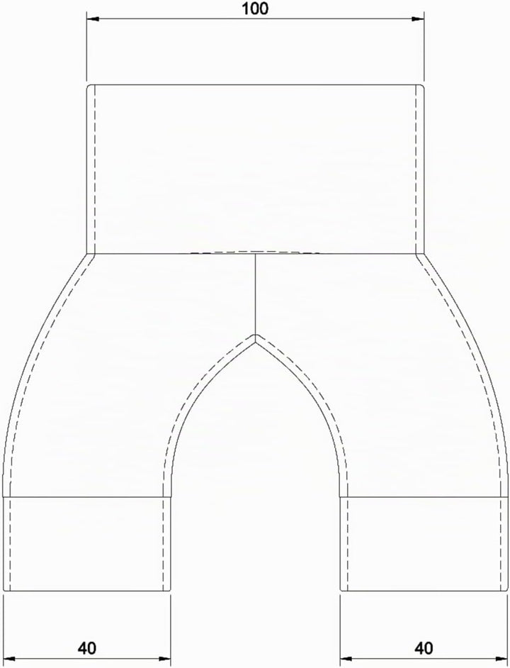 2-Wege Abzweig Rohr DN100 - DN40 | Abzweigstück | Y-Verteiler Absauganlage | Staubabsaugung | Verbin