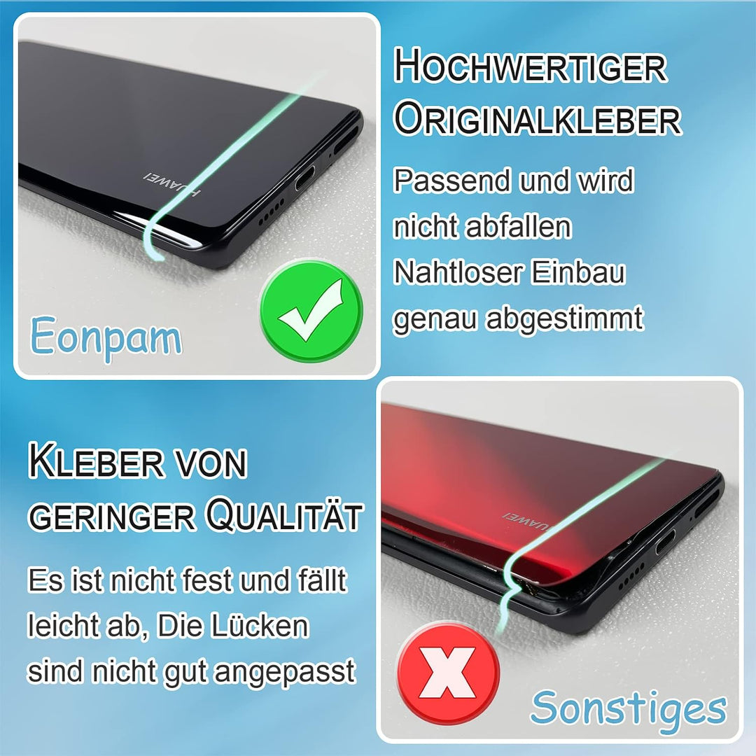 Eonpam Akkudeckel für Honor 20 Rückseite Glas Original Backcover Back Glas Ersatz Reparatur Set mit