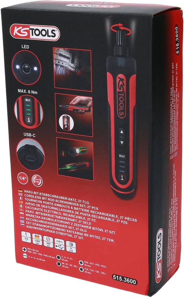 KSTools 515.3600 eMONSTER 1/4“ Akku-Bit-Stabschrauber-Satz, 27-tlg