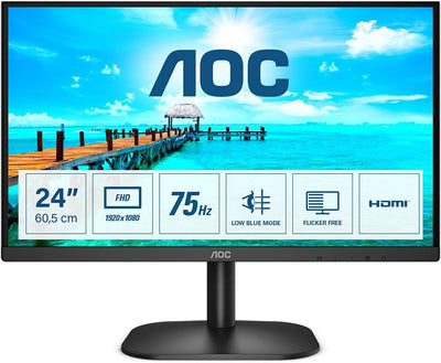 AOC 24B2XHM2 - 24 Zoll FHD Monitor (1920x1080, 75 Hz, VGA, HDMI) schwarz 24 Zoll VA keine Lautsprech