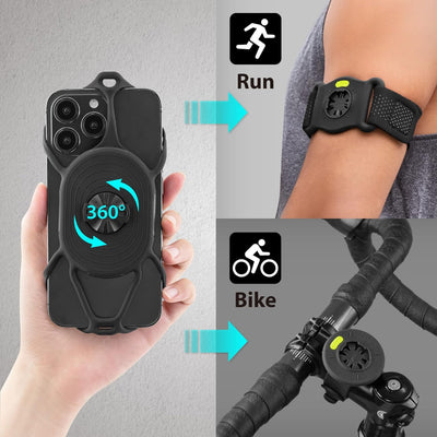 Bone 360° Drehbarer 2 IN 1 Abnembare Handyhalterung zum Joggen Radfahren, Universales Sportarmband F