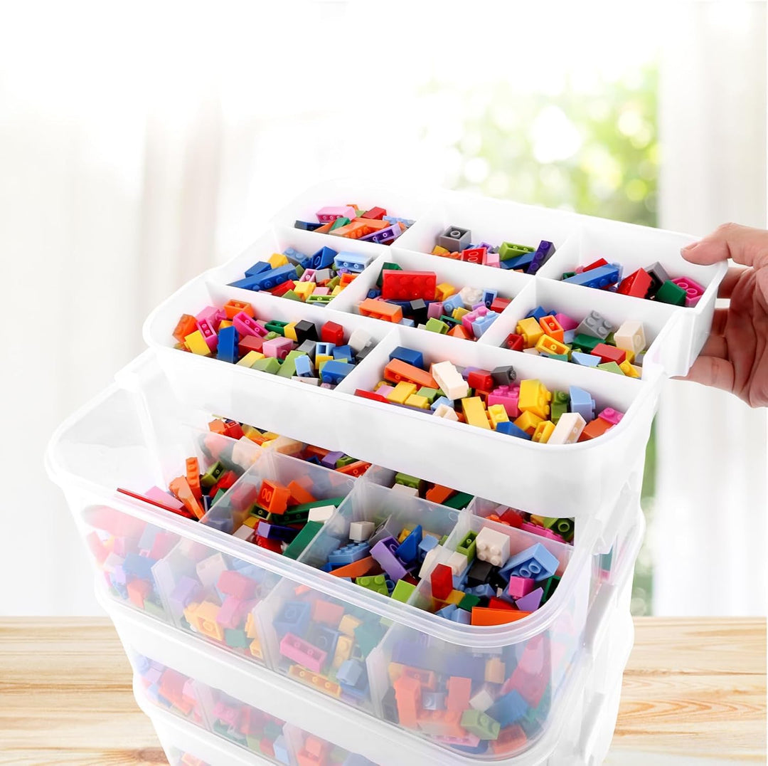 JMIATRY Aufbewahrungsboxen mit Deckel 30.5x23x32.5 cm, 3 Stufen Boxen Aufbewahrung Transparent Sorti