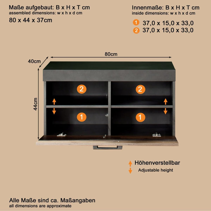 trendteam smart living - Garderobensitzbank Sitzbank - Garderobe - Indy - Aufbaumass (BxHxT) 80 x 45