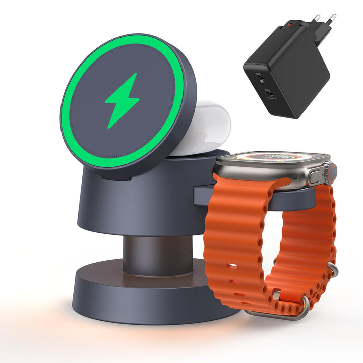 iVANKY 5-in-1-Wireless-Ladegerät für iPhone 17 Ladestation mit Nachtlicht, 15 W 3-in-1-Reiseständer
