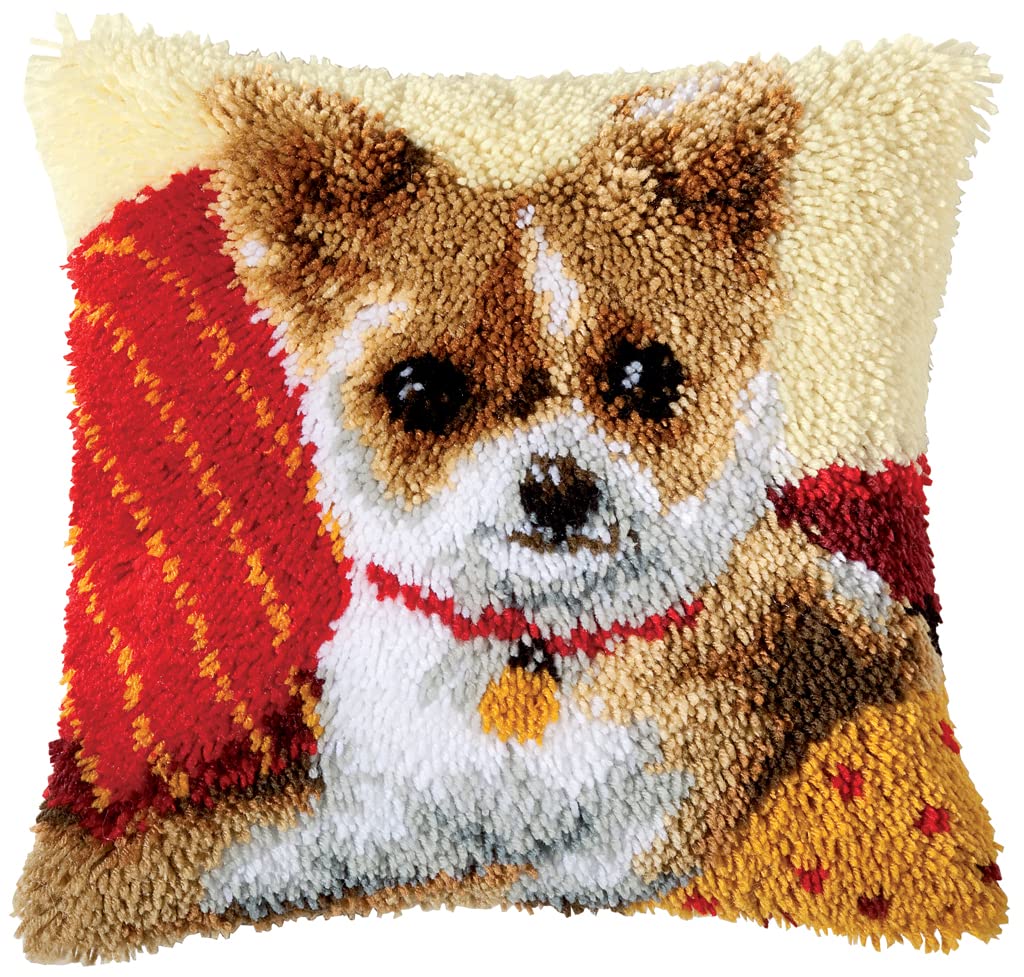 Vervaco Knüpfkissen mit Knüpfhaken, Stoff, Multi, 40 x 40 cm