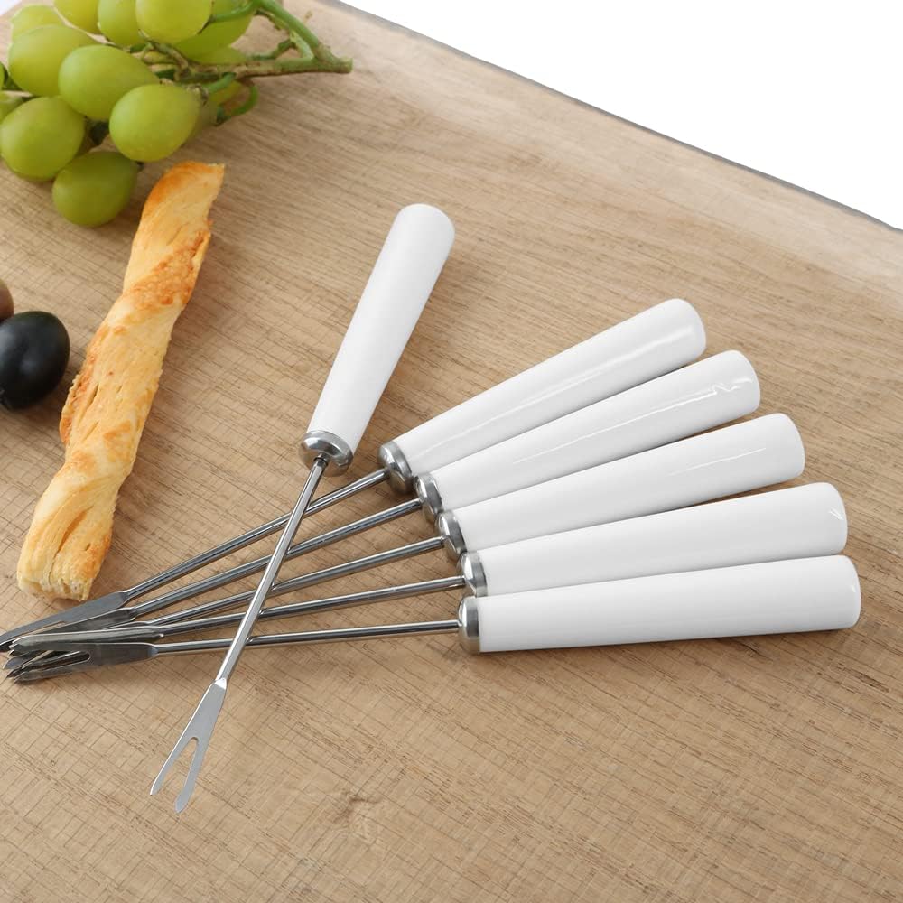 Porzellan Olivenschale 38 cm "Wood Dekor" Set 7-tlg. mit sechs Pieksern Holz Dekor Braun 38cm, Holz