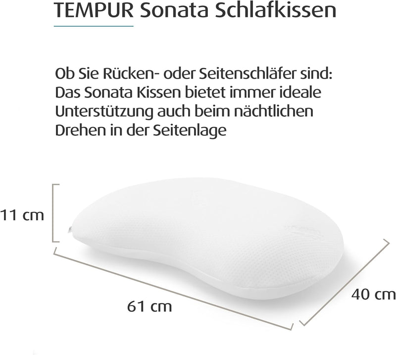 TEMPUR Sonata Kopfkissen Memory Foam, ergonomisches Nackenstützkissen für Rücken- und Seitenschläfer