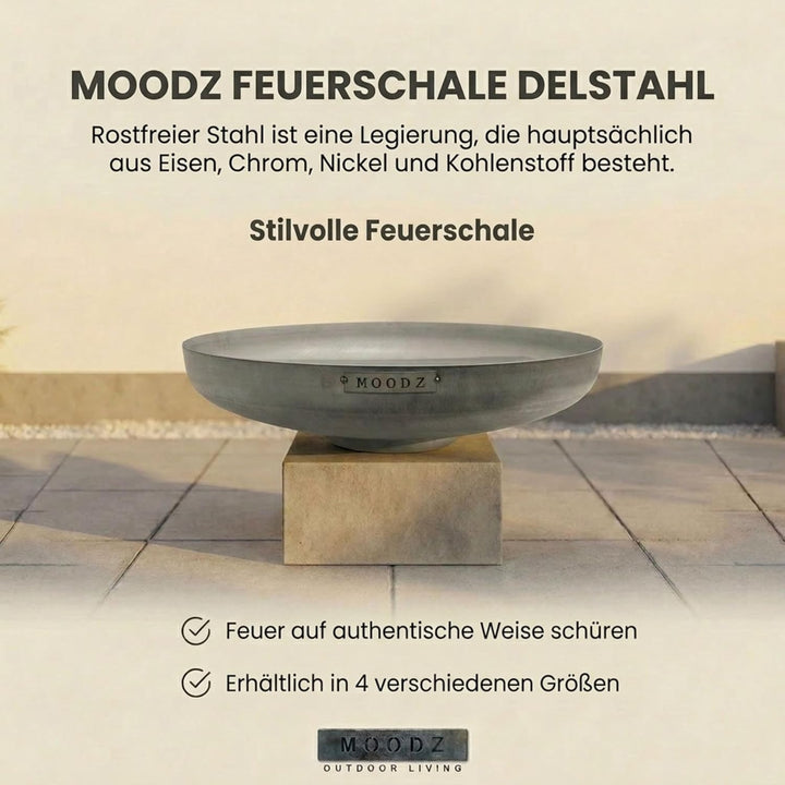 Feuerschale 80 cm Edelstahl - Feuerschalen für den Garten - Feuerstelle Outdoor & Feuertonne - Feuer