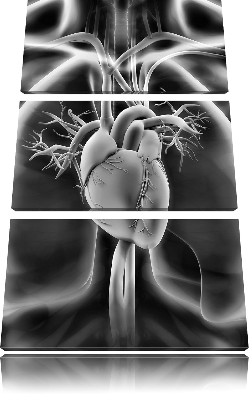 Pixxprint Herz des Menschen als Leinwandbild | Grösse: 3 Teilig (120x80) | Wandbild| Kunstdruck | fe