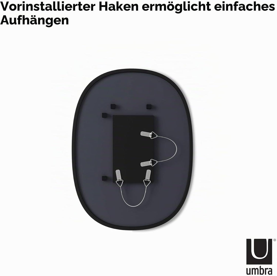 Umbra Hub Wandspiegel – Ovaler Spiegel für Diele, Badezimmer, Wohnzimmer und Mehr, Schwarz, 45x60 cm