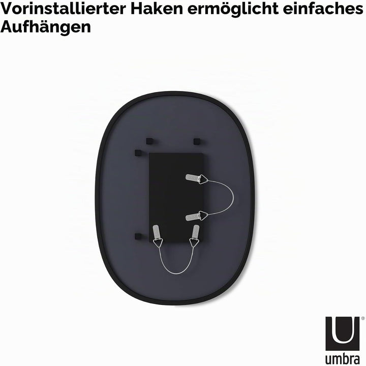 Umbra Hub Wandspiegel – Ovaler Spiegel für Diele, Badezimmer, Wohnzimmer und Mehr, Schwarz, 45x60 cm