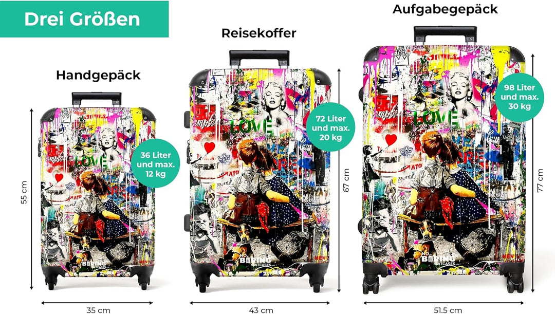 Koffer XL Gross 77x51.5x28 cm Reisekoffer mit Rollen Leicht Trolley grosser Hartschalenkoffer Rollko