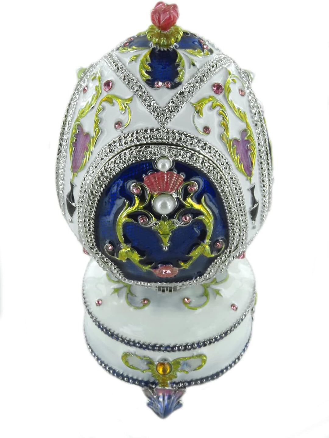 Lutèce Créations Musikalisches Ei/Schmuckei im Fabergé-Stil aus Porzellan mit Spieluhr, beweglichem