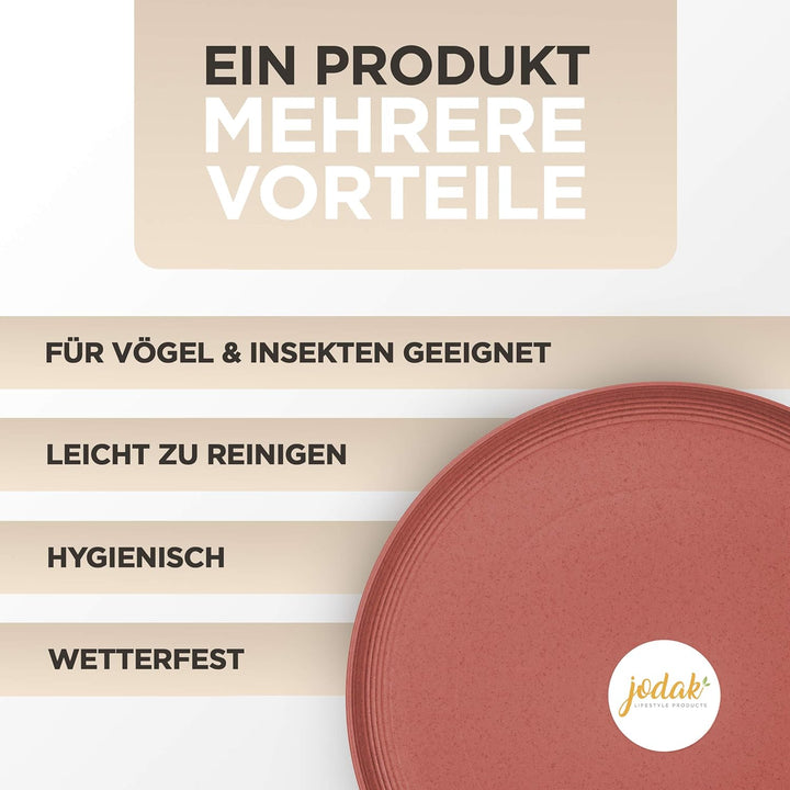 JoDaK Vogeltränke und Insektentränke (Terracotta) Vogelbad stehend gross, Kunststoff frostsicher und