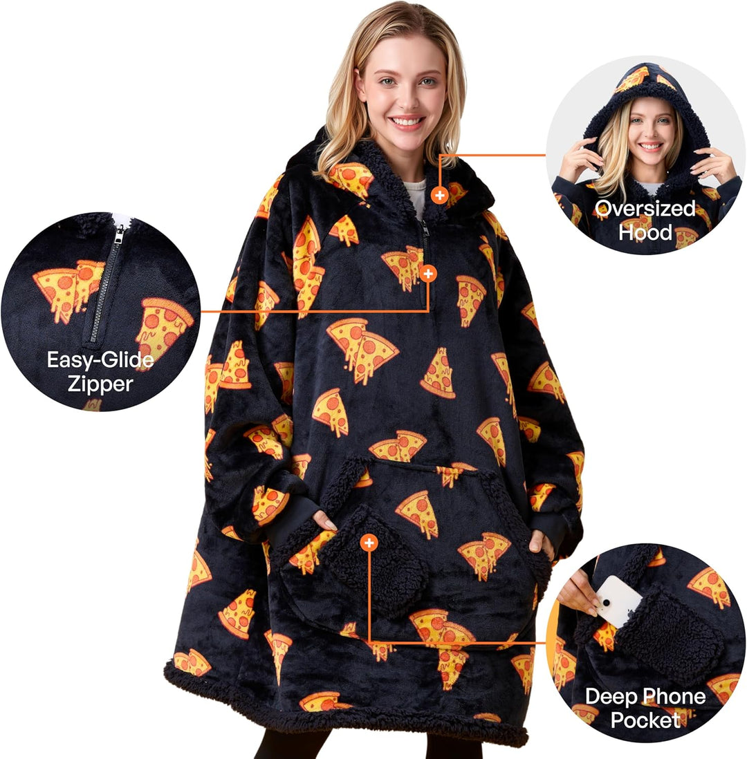 Giggling Getup tragbare Decken Hoodie – Übergrosse Flanell Sherpa Fleece Sweatshirt Decke für Erwach