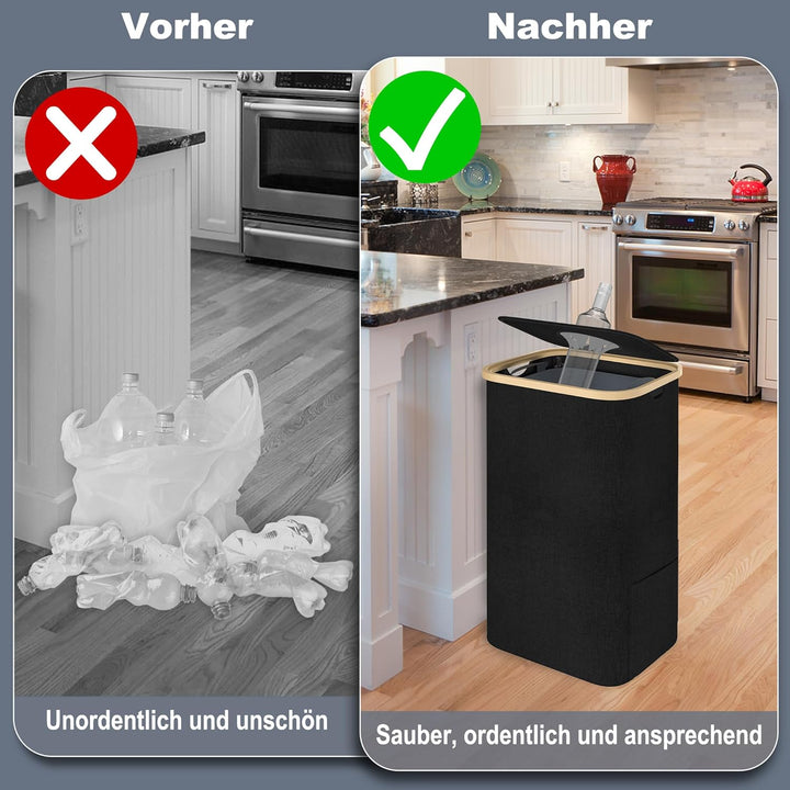 Pfandflaschen Sammelbehälter mit Deckel 100L Pfandbehälter mit Loch Müllsackständer Aufbewahrung Mül